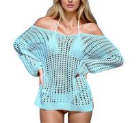 Generisch Túnica de playa para mujer, verano, tallas grandes, poncho de playa, vestido de playa, túnica bohemia, ropa de playa, elegante, manga larga, bikini para vacaciones en la playa, senderismo