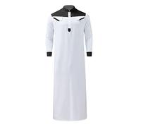 Generisch Túnica musulmana musulmana de manga larga media cremallera Jubba cuello con botones bolsillo casual tradicional caftán túnica festiva para la oración diaria, Negro , S