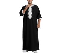 Generisch Túnicas musulmanas para hombre ropa de oración musulmana islámica disfraz casual vintage túnica regalos árabe ropa caftán tripulación cuello alto tóbe abaya árabe oración Eid ropa, S1 negro
