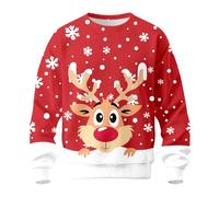 Generisch Ugly Christmas Sweater Hombre Rudolph Reno Navidad Jersey Rojo Manga Larga Feo Suéter Noruego Jersey Navidad Traje de Navidad Cuello Redondo Hombres Jersey de Punto para Adviento, rojo13, XL