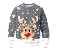 Generisch Ugly Christmas Sweater Hombre Rudolph Reno Navidad Jersey Rojo Manga Larga Feo Suéter Noruego Jersey Navidad Traje de Navidad Cuello Redondo Hombres Jersey de Punto para Adviento, Grau13., L
