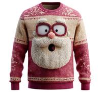 Generisch Ugly Christmas Sweater Navidad Jumper Santa Claus Hombre Jersey de Navidad Manga Larga Cuello Redondo Traje de Navidad Hombres Top Noruego Suéter de Invierno para Festival Fiesta, rojo-2, L