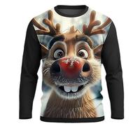 Generisch Ugly Christmas Sweater - Sudadera de manga larga para hombre, cuello redondo, diseño de reno Rudolph, Negro 42., XL