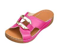 Generisch Último diseño de puntera para un atuendo informal de playa - Sandalias de cuña para días relajados al aire libre, rojo, 38 EU