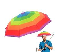 Generisch Umbrella Hat, Sports Head Umbrella, Automatic Sunshade Hat with Elastic Strap Design, Foldable UV Protection Headwear for Outdoor Beach Hiking Camping Gardening Fishing, Rayas coloridas