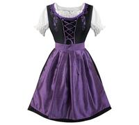 Generisch UN Año En la Vida de la Inglaterra Medieval Vestido Oktoberfest con escote cuadrado Delantal Disfraz de cosplay Doflamenco (Purple, S)