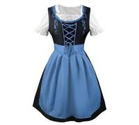 Generisch Un año en la vida medieval de Inglaterra Oktoberfest Vestido de Oktoberfest con escote cuadrado Delantal Disfraz de Doflamenco Cosplay (Azul, XS)