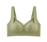 Generisch Underwear Women's Wide Straps Without Ring Gathered to Collect Side Breasts Large Size Tank Top Non Marking Bra Y Set, verde, L