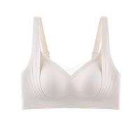 Generisch Underwear Women's Wide Straps Without Ring Gathered to Collect Side Breasts Large Size Tank Top Non Marking Bra Y Set, Blanco, L