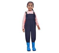 Generisch Vadeadores para niños impermeable con botas integradas para actividades al aire libre, azul oscuro, 2-3 años