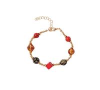 Generisch Valentin Mm Perla Mensaje Colores Joyas Natural Negro Y Rojo Cuarzo Rutilated Gemstone With Birthday Jewelry (Heart And Ro Pulsera Conectada Joyería, talla única, Resina