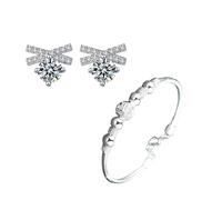 Generisch Valentin - Pulsera para hombre, diseño de perlas de cuarzo, perlas de acero y anillas, color plateado, One Size*1+One Size*1, Cobre