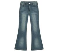 Generisch Vaqueros acampanados elásticos para niñas, cómodos jeans ajustados, ropa casual de moda para adolescentes, cintura elástica, tela suave, costuras duraderas, marine, 13-14 años