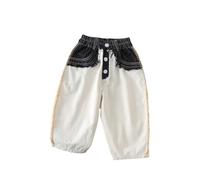 Generisch Vaqueros casuales para niños, pierna recta, ajuste holgado, pantalones cómodos, nuevos pantalones largos de moda para niños, amarillo claro, 4-5 años