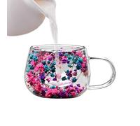 Generisch Vaso de agua de, 300 ml, doble pared, taza de café, resistente al calor, de borosilicato para beber té y juicio, botánico estético para el hogar, la oficina y el regalo de