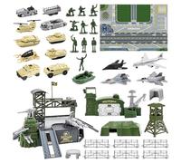 Generisch Vehículos de figuras de juguete - Juego de figuras militares PP 690 G, mapa de combate sobre aviones, juego de construcción de soldados, juego de aventuras para niños en interiores y