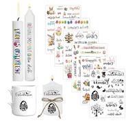 Generisch Velas tatuajes navideñas, 6 unidades, velas, tatuajes de Navidad, pegatinas para velas, pegatinas navideñas, para velas, manualidades, decoración para Adviento, mesa de fiesta e invierno