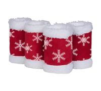 Generisch Vendas de forro polar para proteger el calor, 4 unidades, diseño de copos de nieve navideños, para entrenamiento, para uso diario, protección de invierno, deportes en la granja, clima frío