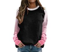 Generisch Ver mi carrito Tops raglán para mujer con cuello redondo, degradado monocolor, sudaderas, manga larga, suéteres de bloque de color, ropa linda con hombros descubiertos Top Mujer, Rosa