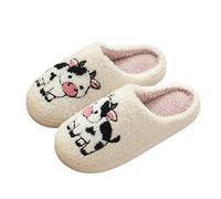 Generisch Verano 2026 Tendencia Zapatillas cómodas para mujer con estampado de gato esponjoso punta abierta plana interior acogedor zapatos de invierno para comodidad diaria ocio relajado, Negro , 39