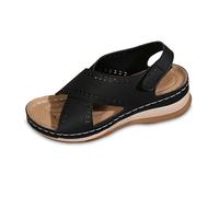 Generisch Verano Comercio Exterior Cuelga Con Europa Y Estados Unidos Sandalias De Color Sólido Hueco Ligero Sandalias Zapatillas, Negro , 42 EU