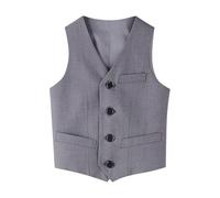 Generisch Verano cosas chicos chaleco formal traje con 4 botones para niños pequeños niños camisa con chaleco niños, gris, 5-6 años