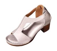 Generisch Verano de las mujeres Nueva Europa y Estados Unidos Comercio Exterior Grandes Yardas Sandalias Mujer Coches Línea Transpirable Hueco Cuelga Con Sandalias Mujer, beige, 40 EU