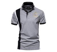 Generisch Verano Deportes Hombres Algodón PO LO Camisa Moda Casual Hombres Bordado Manga Corta Camiseta, gris, M