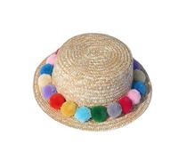 Generisch Verano Padres-Niño Mujeres Bebé Niños Niñas Playa Arco Paja Flat Brim Sun Cap, a, talla única