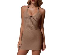 Generisch Versátil vestido informal para mujer en el día a día, ideal para verano con un diseño elegante sin mangas. Este vestido es fácil de limpiar a mano o a máquina, caqui, S