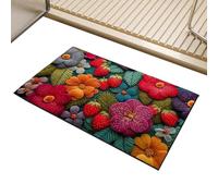 Generisch Versatile Retro Rug, Anti Slip Kitchen Doormat, 19.69x31.5in Portable Soft Fabric, Stylish Square Design, Vintage Bathroom Mat for Homeowners, Balcony, Dining Room, Study, Commercial Spaces