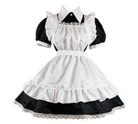 Generisch Vestido a cuadros para mujer, disfraz de criada, disfraz de anime, disfraz de Halloween, disfraz de niña, disfraz de princesa con volantes, ropa de princesa Y2k, carnaval, steampunk