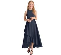 Generisch Vestido básico de noche para niña, vestido de fiesta para conciertos, desfiles, elegante, sin mangas, para niños pequeños hasta adolescentes, marine, 3-4 años