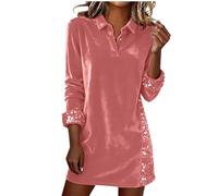 Generisch Vestido brillante para mujer, con lentejuelas, manga larga, vestido de noche, cintura alta, vestido de cóctel, elegante, vestido de baile, moderno, minivestido ligero, vestido informal para