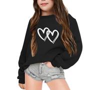 Generisch Vestido con Capucha para Mujer y Niños Otoño e Invierno con Letras Impresas Cuello Redondo Manga Larga Sudadera Amistosa para Niñas, Negro , 11-12 años