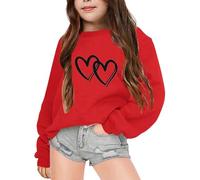 Generisch Vestido con Capucha para Mujer y Niños Otoño e Invierno con Letras Impresas Cuello Redondo Manga Larga Sudadera Amistosa para Niñas, rojo, 7-8 años