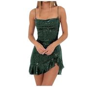 Generisch Vestido corto de tirantes delgados para mujer, vestido de cóctel, vestido de fiesta, con lentejuelas, Oktoberfest, brillante, vestido de graduación, sexy, minivestido envolvente, elegante
