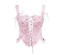 Generisch Vestido De Campesino Medieval Bustier, Corsé Sobre El Pecho, Bodyshaper, Lencería Top Vestidos Medievales Para Mujer Negro, Rosa., M