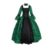 Generisch Vestido de Cosplay de las mujeres con escote cuadrado mangas anchas para actuaciones Eventos temáticos, verde, XL