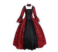 Generisch Vestido de Cosplay de las mujeres con escote cuadrado mangas anchas para actuaciones Eventos temáticos, rojo, XL