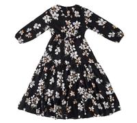 Generisch Vestido de encaje de princesa para niña, diseño del sudeste asiático, moda primaveral, manga larga, volantes, vestido de cosplay, Negro , 8-9 años