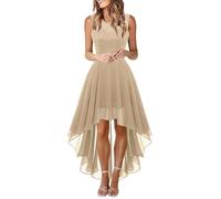 Generisch Vestido de encaje para mujer, monocolor, elegante, informal, diseño fresco, cintura alta, vestido de noche, irregular, vestido de fiesta festivo, corte ajustado, vestido de sirena, caqui