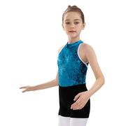Generisch Vestido de entrenamiento cómodo para niña, vestido de baile latino, juego clásico, para gimnasia y actividades deportivas (azul, 3-4 años)