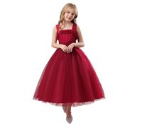 Generisch Vestido de fiesta de tutú elegante sin mangas para niñas con falda de capa fluida, adecuado para niños más grandes., Color rojo., 16-17 años