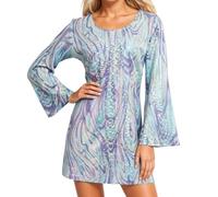 Generisch Vestido de lentejuelas para mujer, disfraz de carnaval de los años 70, ropa brillante, hippie, minivestido de cuello redondo, vestido de fiesta, vestido de noche, vestido de cóctel, vestido