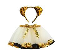 Generisch Vestido de lentejuelas para niños, niñas, faldas de ballet, disfraz de vacaciones, fiesta, tul, falda de baile, juego de cinta para el pelo, beige, 2-4 años