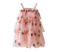 Generisch Vestido de lentejuelas sin mangas con falda escalonada para niños pequeños, para ocasiones festivas, fiestas de baile, ideal para uso diario con diseño de tul de fresa, para niñas de 6 meses