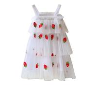 Generisch Vestido de lentejuelas sin mangas con falda escalonada para niños pequeños, para ocasiones festivas, fiestas de baile, ideal para uso diario con diseño de tul de fresa, para niñas de 6 meses