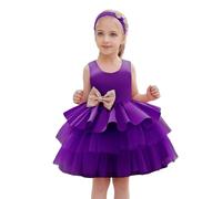 Generisch Vestido de luna llena para niña, vestido de tarta de cumpleaños infantil, primer vestido de cumpleaños, morado, 110