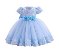 Generisch Vestido De Malla Elegante Niñas Princesa Fiesta Vestido De Verano, azul celeste, 5-6 años